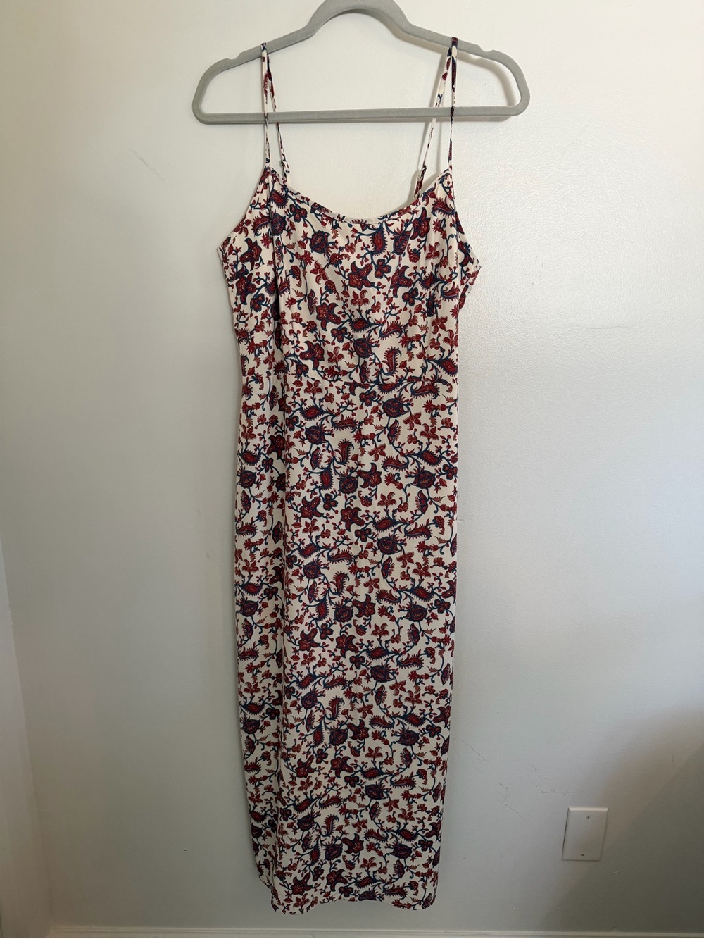Abercrombie & Fitch Cream Maxi Slip Dress with Burgundy & Navy Floral